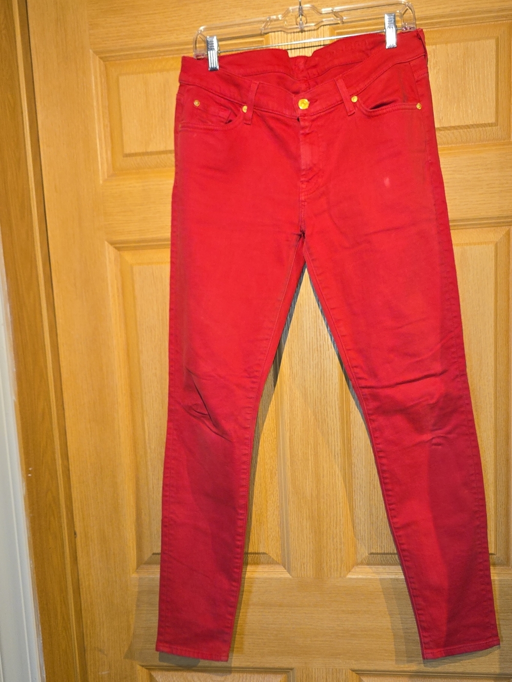 7 For All Mankind Vibrant Red Skinny Jeans